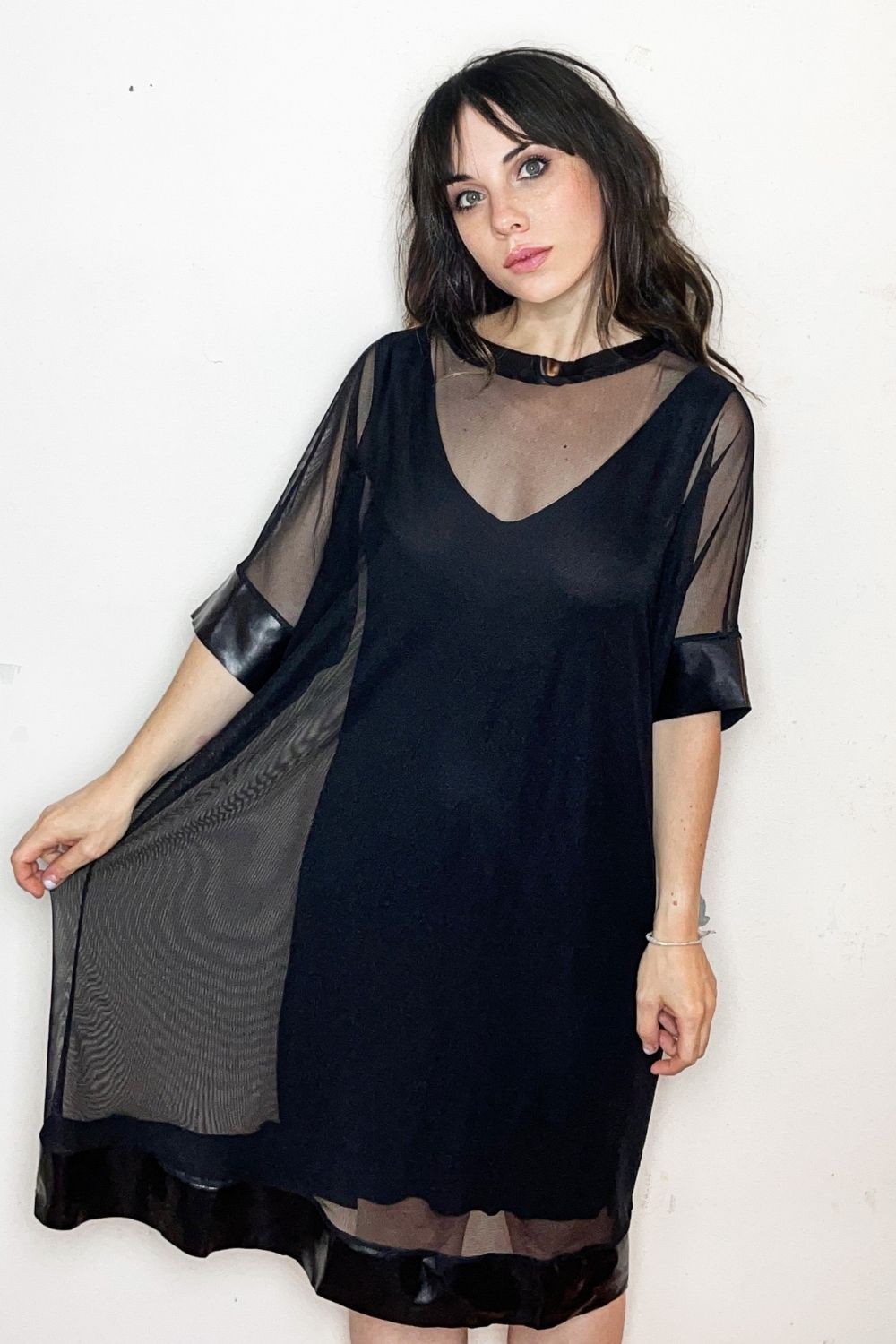 ASOS DESIGN sheer long sleeve mini dress in black | ASOS